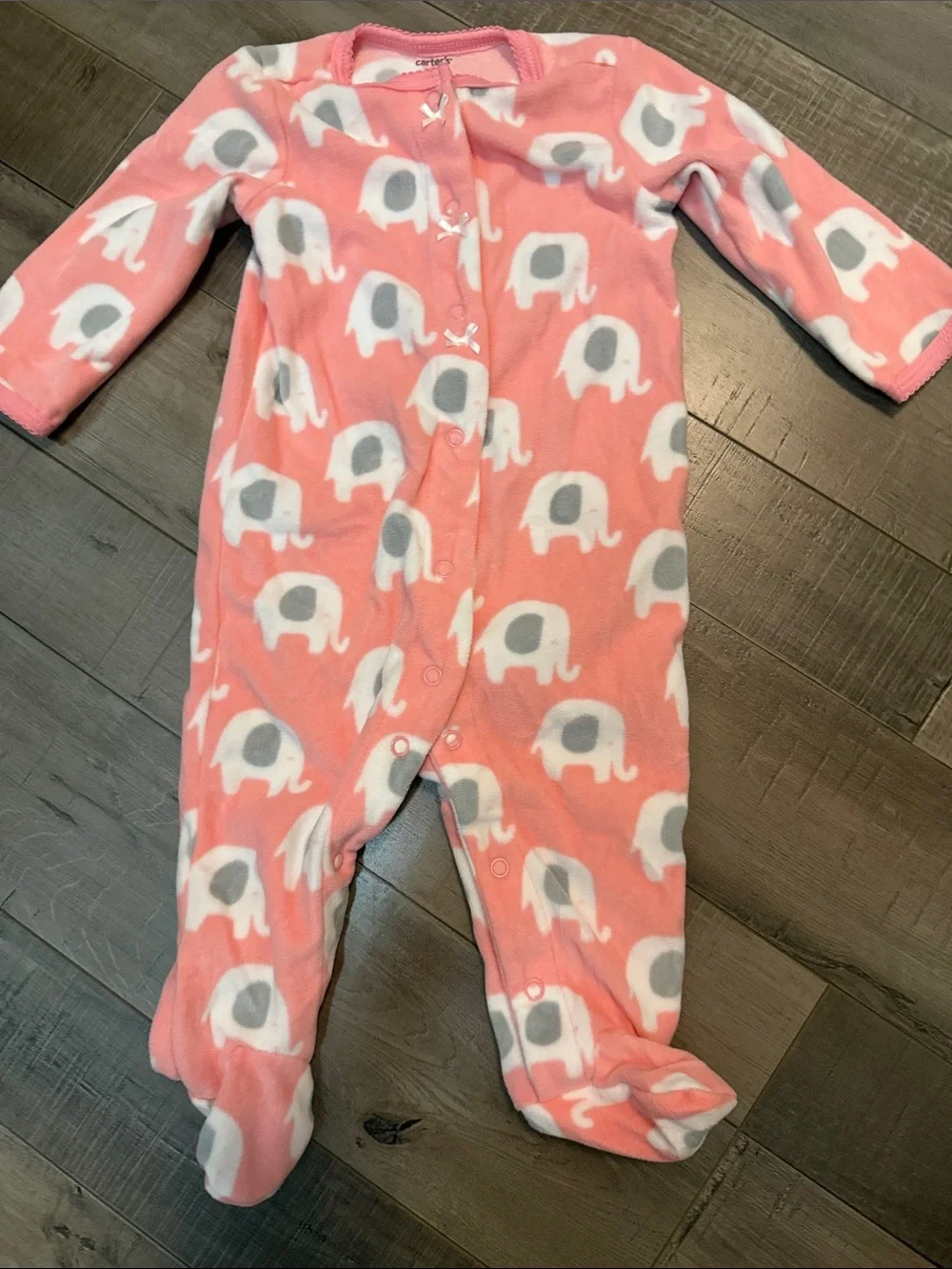 Carter's Plush Footed One-Piece Sleepers - Pink, Gray, White, Coral